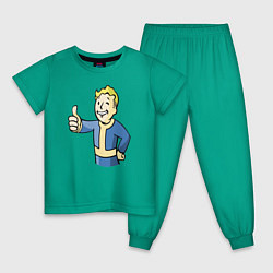 Пижама хлопковая детская Fallout vault boy, цвет: зеленый