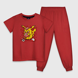 Пижама хлопковая детская Пикачу зомби, цвет: красный