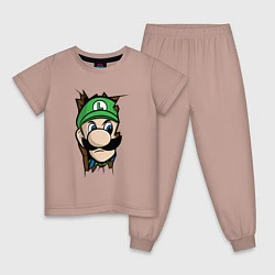 Пижама хлопковая детская Луиджи Марио, цвет: пыльно-розовый