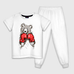 Пижама хлопковая детская Bear Boxing, цвет: белый