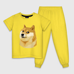 Пижама хлопковая детская Doge, цвет: желтый