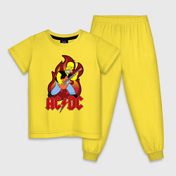 Пижама хлопковая детская AC/DC Homer, цвет: желтый
