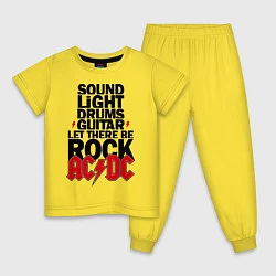 Пижама хлопковая детская AC/DC Rock, цвет: желтый