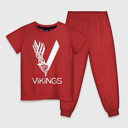 Пижама хлопковая детская Vikings, цвет: красный