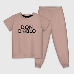Пижама хлопковая детская Don Diablo, цвет: пыльно-розовый