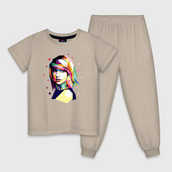 Пижама хлопковая детская Taylor Swift Art, цвет: миндальный