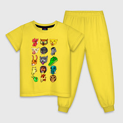 Пижама хлопковая детская Hotline Miami Masks, цвет: желтый