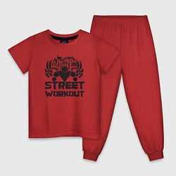 Пижама хлопковая детская Street workout, цвет: красный