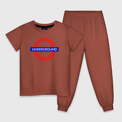 Пижама хлопковая детская Underground, цвет: кирпичный