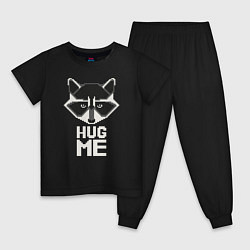 Пижама хлопковая детская Raccoon: Hug me, цвет: черный