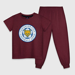 Пижама хлопковая детская Leicester City FC, цвет: меланж-бордовый