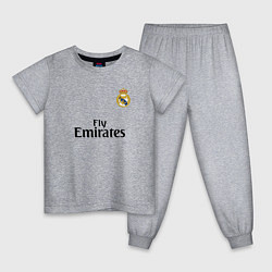 Пижама хлопковая детская Real Madrid: Fly Emirates, цвет: меланж