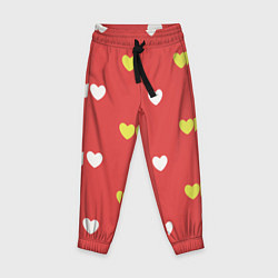 Детские брюки Сердечки на красном паттерн