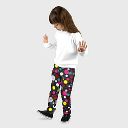 Брюки детские Разноцветный горох на черном, цвет: 3D-принт — фото 2