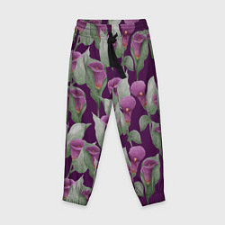 Детские брюки Фиолетовые каллы на темно фиолетовом фоне