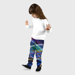 Брюки детские Разноцветные неоновые линии Абстракция Multicolore, цвет: 3D-принт — фото 2