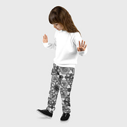Брюки детские Черно-белый геометрический мозаичный узор, цвет: 3D-принт — фото 2