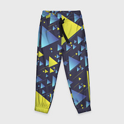 Детские брюки Абстракция Из Жёлтых и Синих Треугольников На Тёмн