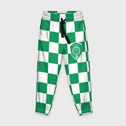 Детские брюки ФК Ахмат на фоне бело зеленой формы в квадрат