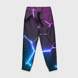 Детские брюки Фиолетовый градиент - неоновые геометрические плит