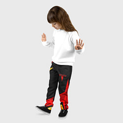 Брюки детские Тесла - Оранжевая спортивная, цвет: 3D-принт — фото 2