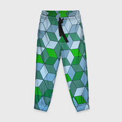 Детские брюки Зелёные и серые абстрактные кубы с оптической иллю