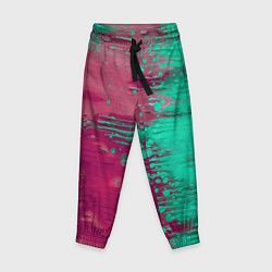 Брюки детские Светло-розовые и зелёные краски растекаются, цвет: 3D-принт