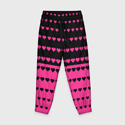 Детские брюки Черные и розовые сердца узор