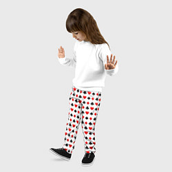 Брюки детские Карточные масти на белом фоне, цвет: 3D-принт — фото 2