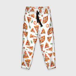Детские брюки Кусочки пиццы - паттерн на белом