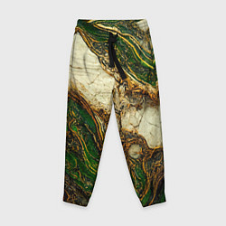 Детские брюки Текстура зелёного мрамора с золотыми прожилками