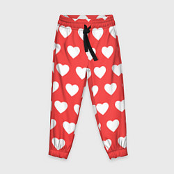 Детские брюки Сердечки на красном фоне