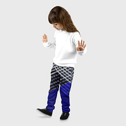 Брюки детские Белые и серые полосы на синем фоне, цвет: 3D-принт — фото 2