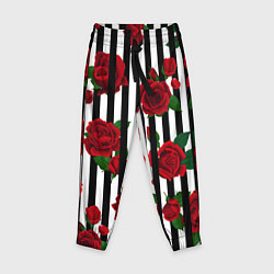 Детские брюки Полосы и красные розы