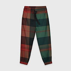 Детские брюки Зелёно-красная шотландская клетка
