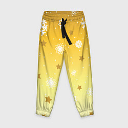 Детские брюки Снежинки и звезды на желтом