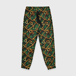 Детские брюки Золотая цепочка на зеленой ткани