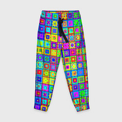 Брюки детские Узор из разноцветных квадратов, цвет: 3D-принт