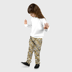 Брюки детские Жёлто-белый узор на чёрном фоне, цвет: 3D-принт — фото 2