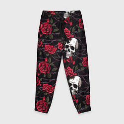 Детские брюки Черепа с алыми розами