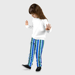 Брюки детские Сине-бирюзовый полосатый, цвет: 3D-принт — фото 2