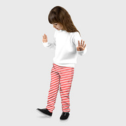 Брюки детские Красно-белый полосатый, цвет: 3D-принт — фото 2