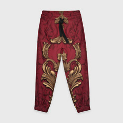 Детские брюки Объемный золотой узор лепнины на красном текстурно