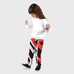 Брюки детские Black and red stripes on a white background, цвет: 3D-принт — фото 2