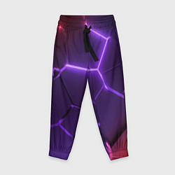 Брюки детские Красно-фиолетовые неоновые плиты в разломе, цвет: 3D-принт
