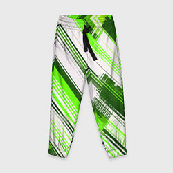 Брюки детские Зелёные диагональные полосы на белом фоне, цвет: 3D-принт