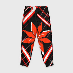 Брюки детские Красно-белая звезда и полосы на чёрном фоне, цвет: 3D-принт