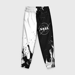 Брюки детские Nasa черно белый огонь, цвет: 3D-принт