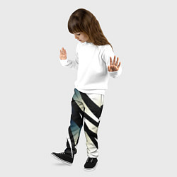 Брюки детские Чёрно-белый с синим затемнением полосы, цвет: 3D-принт — фото 2