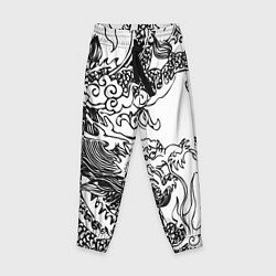 Брюки детские Татуировка дракона на белом, цвет: 3D-принт